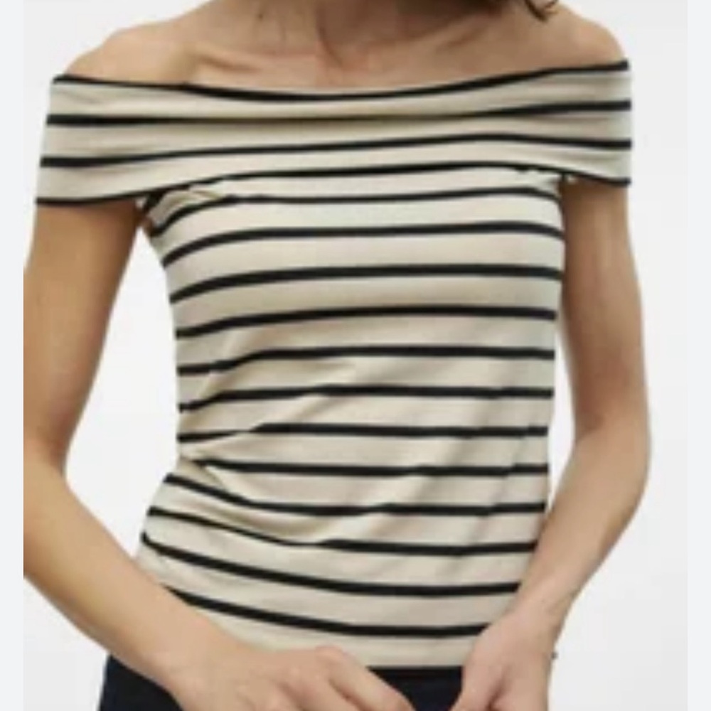 Old Navy Black and Cream Striped Top